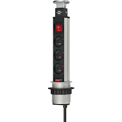 Afbeelding van Tower Power stekkerdoos 3 voudig 2m H05VV F 3G1,5 met schakelaar *BE/FR*