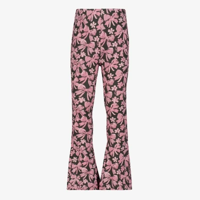 Afbeelding van TwoDay flared meisjes broek met bloemenprint roze zwart Maat 110/116