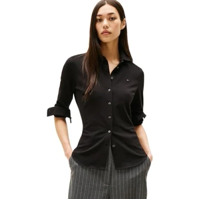 Afbeelding van Tommy Hilfiger SLIM Button DOWN Overhemdblouse, Dames, Maat: XXS, Black
