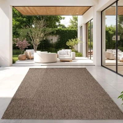 Afbeelding van Vloerkleed Voor Outdoor Keukenvloerkleed Balkon Terras Eenkleurig Design Modern, Kleur:taupe, Maat:120x160 cm