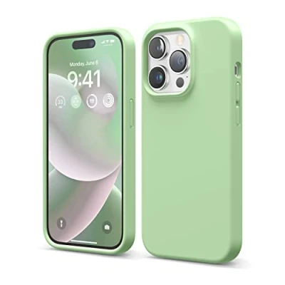Afbeelding van elago Liquid Silicone Hoesje Compatibel met iPhone 14 Pro Case (6.1&quot;), Premiesilicone, Full Lichaamsbescherming 4 Layer Schokbestendige Geval, Antikras Zachte Microfiber Voering (Pastelgroen)