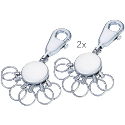 Afbeelding van TROIKA 2X PATENT SLEUTELHOUDER Basisset KYR60/MC TB Sleutelring afneembare ringen metalen matte karabijnhaak 6 sleutelorganisatie