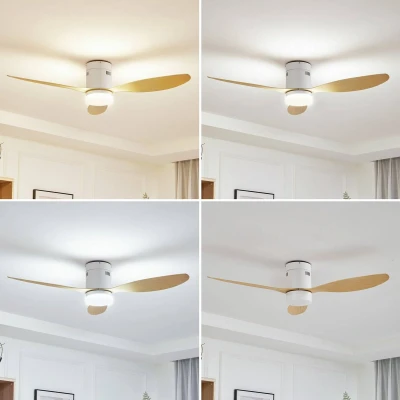 Afbeelding van Lucande LED plafondventilator Kayu, wit, DC, stil, 132 cm