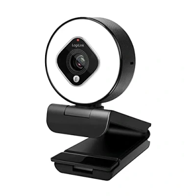 Afbeelding van LogiLink UA0384 Full HD USB webcam, 76, dubbele microfoon, autofocus, ringlicht, statief