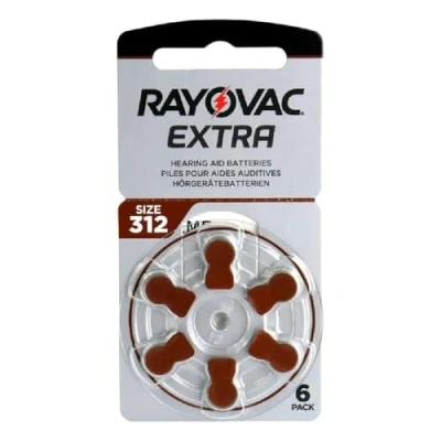 Afbeelding van 6x RAYOVAC Extra Advanced met Active Core Technology 312 de nieuwste generatie van gehoorapparaten batterijen.