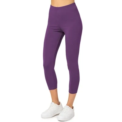 Afbeelding van Merry Style MS MS10 199 LE Dames Capri Leggings Sport Vrijetijdsbroek 3/4 Lengte Katoen Sporbroek Yogabroek Paars XS