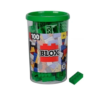 Afbeelding van Simba 104114542 Blox, 100 groene bouwstenen voor kinderen vanaf 3 jaar, 8 stenen, in doos, hoge kwaliteit, volledig compatibel met vele andere fabrikanten