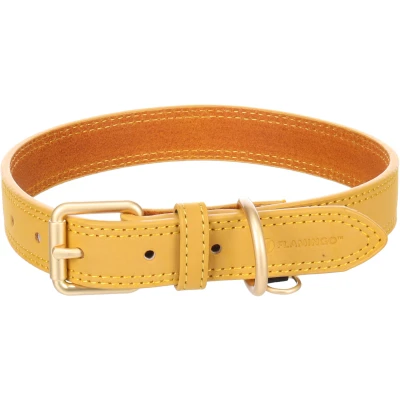 Afbeelding van Flamingo Hondenhalsband Virginia, geel, L 43 53 cm, 25 mm, met een ring voor identificatielabel, genaaid hogere weerstand