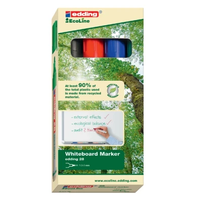 Afbeelding van Viltstift edding 28 whiteboard Ecoline rond 1.5 3mm assorti set à 4 stuks