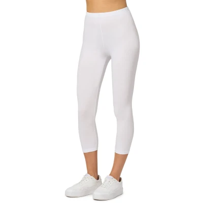 Afbeelding van Merry Style MS MS10 199 LE Dames Capri Leggings Sport Vrijetijdsbroek 3/4 Lengte Katoen Sporbroek Yogabroek Wit 3XL