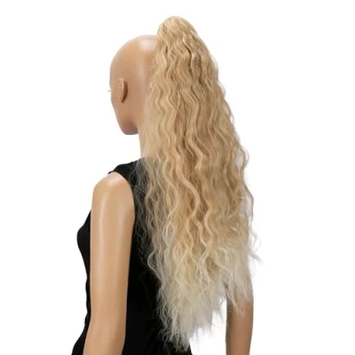 Afbeelding van CAISHA 70 cm Extra Lang Volumineus Golvend Haarstukje Met Clip On Vlecht Paardenstaart Hittebestendige Synthetische Vezels Blonde Mix H716
