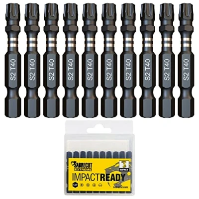 Afbeelding van Boorbitset, 10 delig, SabreCut SCTX4050_10 50 mm TX40 T40, voor slagschroevendraaier, met één uiteinde, torx, hoge prestaties, inclusief opbergdoos