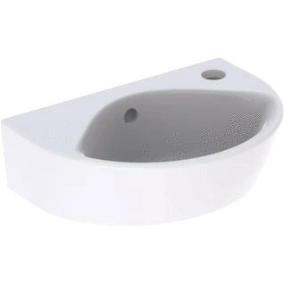 Afbeelding van Geberit renova fontein rond 1x waskom kraangat rechts overloop keramiek vuilafstotend 360 x 250 148mm bxdxh wit 500 374 01 8