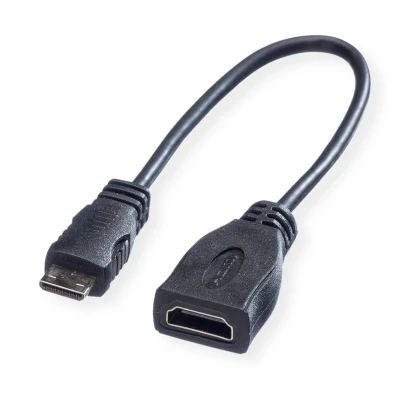 Afbeelding van ROLINE Monitorkabel HDMI High Speed met Ethernet, Female Mini Male, 0,15 m