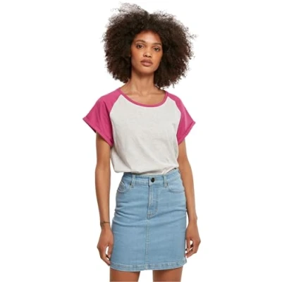Afbeelding van Urban Classics Curvy gemêleerd T shirt lichtgrijs/fuchsia