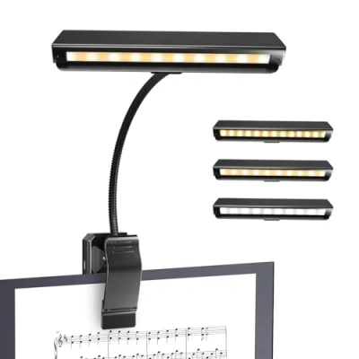 Afbeelding van BrightArk Muziekhouder met 19 leds, oplaadbaar, USB 3 kleuren en 5 lichtsterktes, ideaal muziekcadeau, perfect voor piano, lezen, orkest