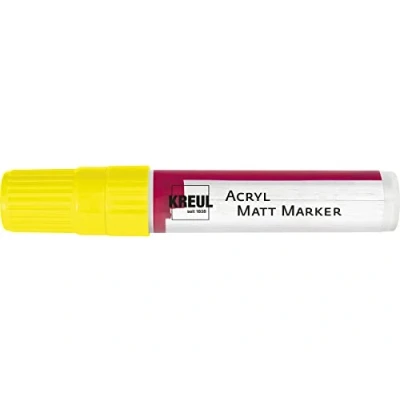 Afbeelding van KREUL 46212 Matte acrylmarker XXL, met spievormige punt ca. 15 mm, geel, mat, permanent, acrylverf op waterbasis, voor puristische elementen
