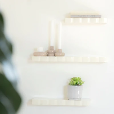 Afbeelding van By Boo Wandplank Prinz Set van 3 Beige