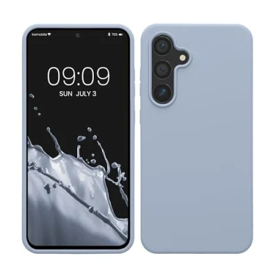 Afbeelding van kwmobile telefoonhoesje geschikt voor Samsung Galaxy S24 FE Hoesje met siliconen coating Smartphone case in mat lichtblauw