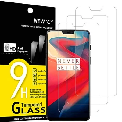 Afbeelding van NEW&#039;C 3 Stuks, Screen Protector voor OnePlus 6, Gehard Glass Schermbeschermer Film 0.33 mm ultra transparant, resistent