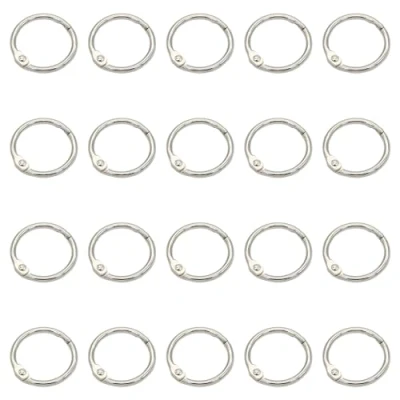 Afbeelding van 20 stuks boekringen, bindringen, mm, bladbinders, metalen kaartringen, voor scrapbooking, album, notitieboek, kaarten (zilver)