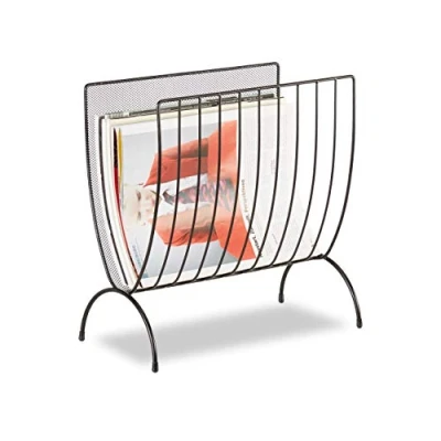 Afbeelding van Relaxdays tijdschriftenrek metaal, vrijstaand, HxBxD: 35 x 34 18 cm, lectuurbak, tijdschriftenbak draad, zwart
