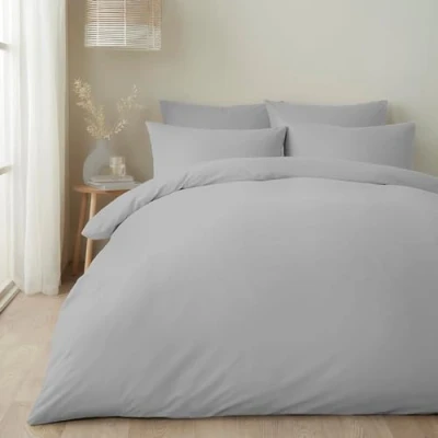 Afbeelding van Appletree Zilveren dekbedovertreksets super kingsize beddengoed (260 x 220 cm) lichtgrijs effen dekbedovertrek zacht en luxe 100% katoen