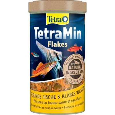 Afbeelding van TetraMin, hoofdvoeder voor alle siervissen in vlokvorm, plus prebiotica verbeterde lichaamsfuncties en voergebruik, 250 ml blik