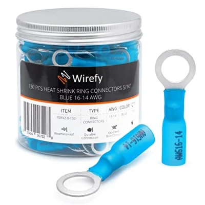 Afbeelding van Wirefy 130 Stuks M8 Kabeloog Kabelschoenen Krimpkous Auto&#039;s Rond Connector Kit Geïsoleerd 1,5 2,5 mm²