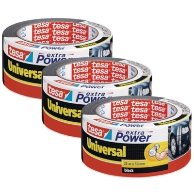 Afbeelding van tesa extra Power® UNIVERSAL 56388 Textieltape Zwart (l x b) 25 m 50 mm 3 stuk(s)