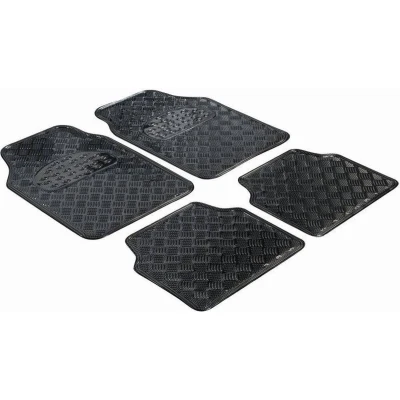 Afbeelding van WALSER rubbermatten, universele auto mat metallic, vloermatten complete set traanplaat, beschermmat carbon, op maat gesneden vuilvangmat 28023