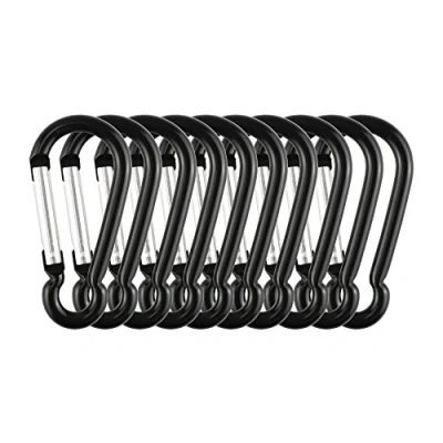 Afbeelding van Temlum Aluminium karabijnhaken 4/4,7/5,9/6,6/7,5 cm clip, karabijnhaak, set met kliksluiting voor kamperen, wandelen, reizen, sleutelhanger, zwart (10 stuks) (7,5 cm)