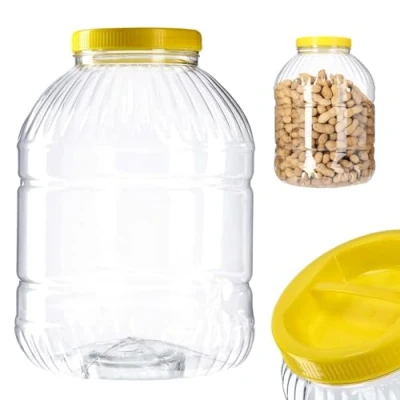 Afbeelding van KADAX voorraaddoos met deksel, van kunststof, weckpot handvat, plastic container voor levensmiddelen, opbergdoos keukenorganizer (rond, 5 liter)