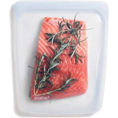 Afbeelding van Stasher Half Gallon, siliconen voedselzak, reistas en voedselopslag, herbruikbare voedselopbergtas, helder 24,1 cm x 27,3 1,3 cm/1,8 l
