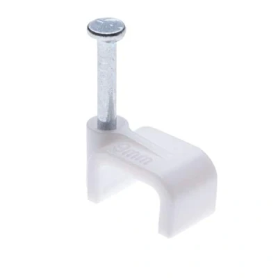 Afbeelding van Vlak Wit Kabel Nagel Clips 9mm Plastic Elektrische Draad voor Cat 5 5e / 6 6a 7 Cat.5 Cat.5e Cat.6 Cat.6a Cat.7 6P4C 8P8C RJ11 RJ45 Patch Netwerk Ethernet Internet Leidt (Pak van 100)