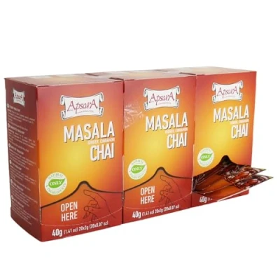 Afbeelding van Apsara Black Spicy Tea, set van 3 (60 theezakjes), Chai Masala licht pikante zwarte thee met Indiase kruiden in zakjes