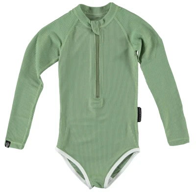 Afbeelding van Basil Ribbed UPF50+ Badpak Junior 300 104 11 Groen Badpakken