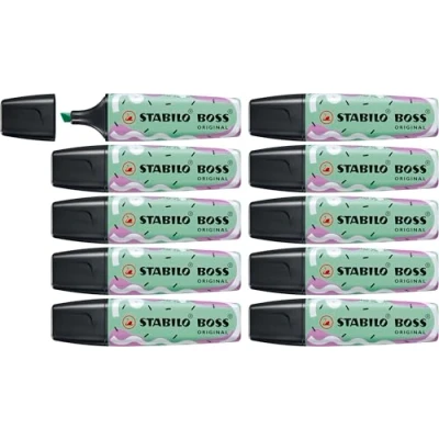 Afbeelding van Tekstmarkeerstift STABILO BOSS ORIGINAL by Ju Schnee doos 10 stuks vleugje mint