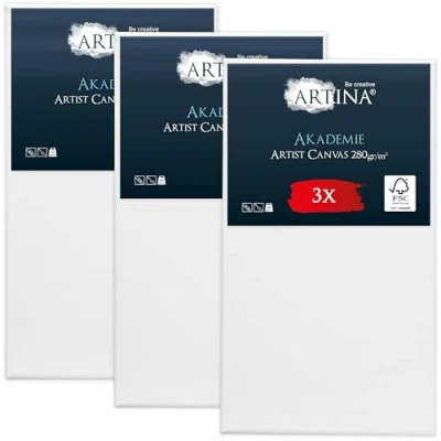 Afbeelding van Artina Akademie Set van 3 Schilderdoeken Canvas 80x100 cm Spieraam FSC® Hout Wit 100% Katoen 280 g/m158
