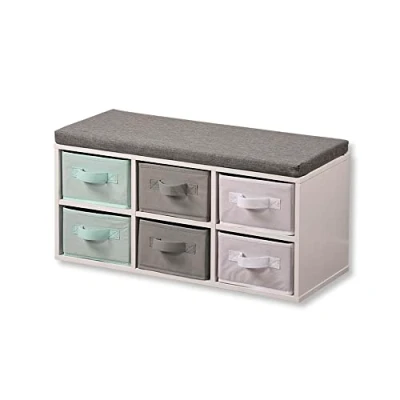 Afbeelding van Kesper Kinderzitbank met opbergdozen, materiaal: spaanplaat, afmetingen: B: 68 x H: 29,5 D: 33 cm, kleur: wit 17729 13
