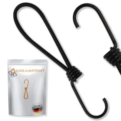 Afbeelding van Dreamprint 25 x spanrubber met haken, 13 cm, zwart, zeilspanners, spanhaken, rubberen spanners, expanderlussen spiraalhaken, 130 mm, voor zeil, banner net