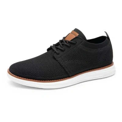 Afbeelding van Bruno Marc Heren KnitFlex Breeze Mesh Sneakers Oxfords Lace Up Lichtgewicht Casual Wandelschoenen, 1/Zwart, 46 EU