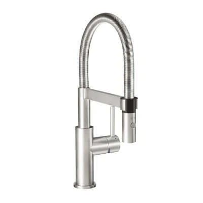 Afbeelding van Villeroy &amp; Boch Steel Expert Compact Window Keukenkraan, hoge druk, keukenkraan met voorraammontage, wastafelarmatuur waterbesparend, uitloop hoogte 147 mm, massief roestvrij staal