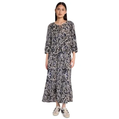 Afbeelding van Street One Studio Gemustertes Volant Maxijurk, Dames, Maat: 40, Blau