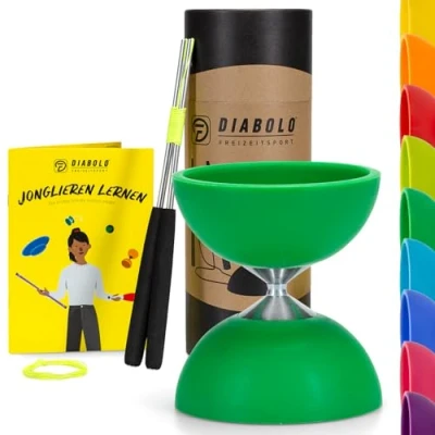 Afbeelding van Diabolo Freizeitsport Jongleerset Basic (groen) met aluminium handsticks, reservekoord, handleiding. Perfect voor kinderen, beginners en