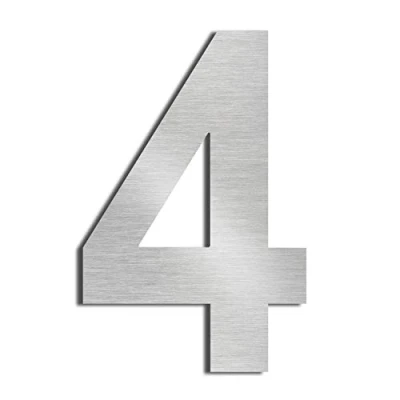 Afbeelding van nanlyiau Huisnummers deurnummers roestvrij staal nummer Gemaakt van massief 304 drijvend uiterlijk in eenvoudig te installeren 5in/12,5 cm (zilver 5in4)
