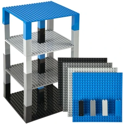 Afbeelding van Strictly Briks Brik Tower Klassieke bouwplaten 100% compatibel met alle grote merken bouwstenen voor torens en meer 4 stapelbare &amp; 30 Stackers ruimtekleuren 15 x cm (de bouwplaten)