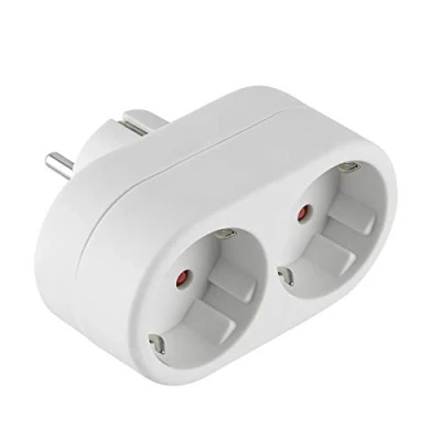 Afbeelding van Electraline 55072 Adapter 2 frontstopcontacten, Duitse stekker, geaarde stopcontacten, wit