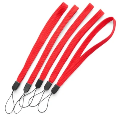 Afbeelding van trage.band® Robuuste korte draagriem/polskoord/wrist strap, 5 stuks (rood)