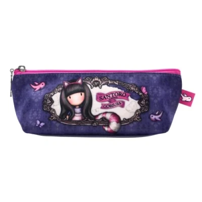 Afbeelding van Schoolpennenzak Gorjuss Cheshire cat Roze Paars (22.3 x 8.8 5.7 cm)